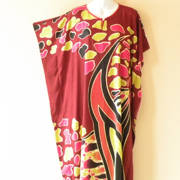 maroon kaftan dress
